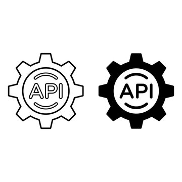 API integration mechanical gear application programming interface vector icon