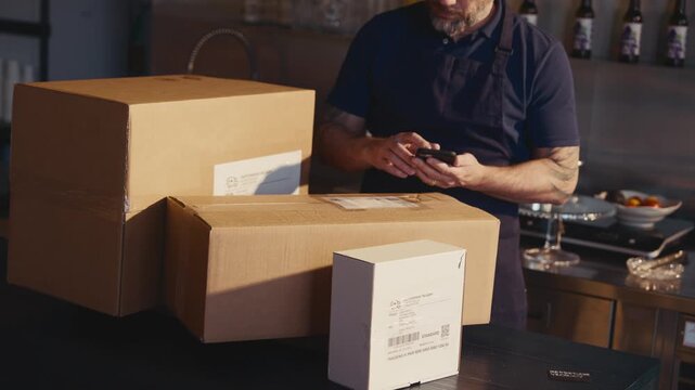 Store worker preparing shipment for customer.