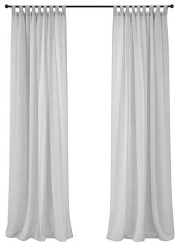 White Sheer Curtains with Black Curtain Rod Isolated on Transparent Background