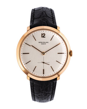 Patek Philippe Calatrava hand-wound watch, reference 2572, 18kt rose gold case with silvered dial. Milan, Italy, April 19, 2025