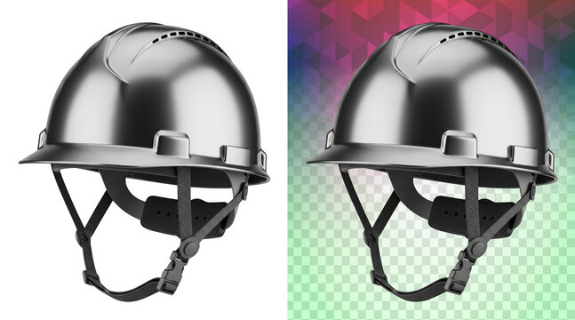 Shiny metallic safety hard hat with adjustable straps