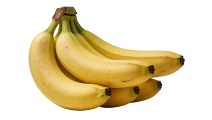 Bunch of ripe yellow bananas with brown tips, isolated on transparent background © Corotaev