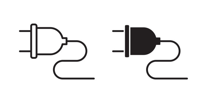 Electrical plug icon flat outline in black