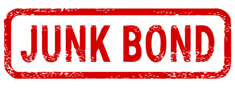 Vector rubber stamp symbolizing junk bond high yield debt, risky investment, financial danger, corporate default rating, and credit market speculation warning stamp (cut out)