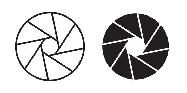 Camera shutter icon flat outline in black