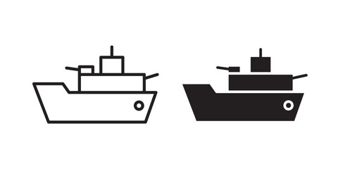 Warship icon flat outline in black © ramsey
