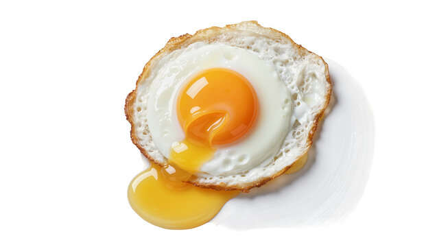 Crispy fried egg with runny yolk, isolated on transparent background