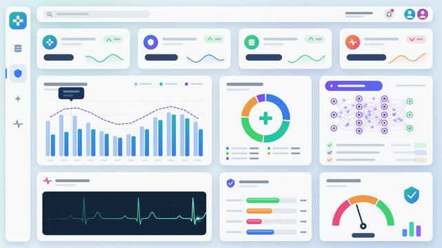 Modern dashboard UI with charts graphs and data visualization elements
