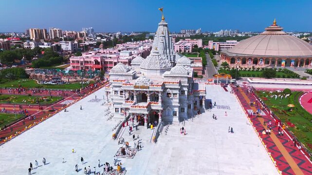 Prem Mandir Vrindavan- Aerial Drone View of Beautiful Temple in Vrindavan 