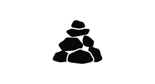 Stacked stones silhouette against a white background depicts balance and serenity