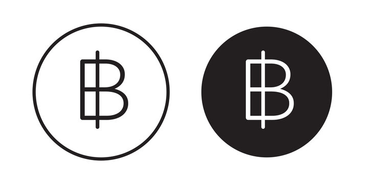 Baht sign flat outline in black
