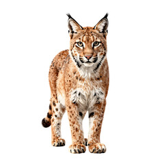 Obraz premium A lynx stands facing forward with its distinctive ear tufts and spotted fur