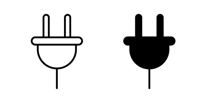 Plug icon flat outline in black