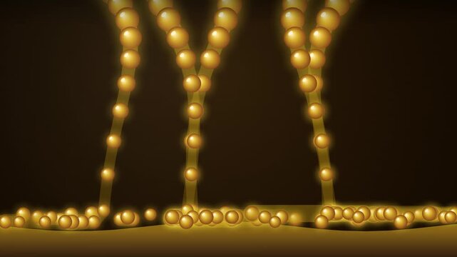 Golden Spheres Flowing in Viscous Fluid Motion