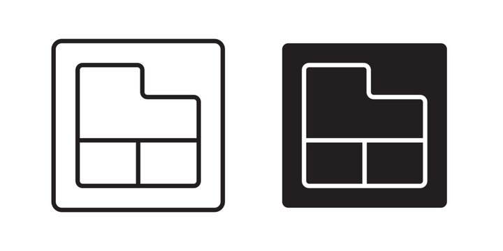 Floor plan icon flat outline in black