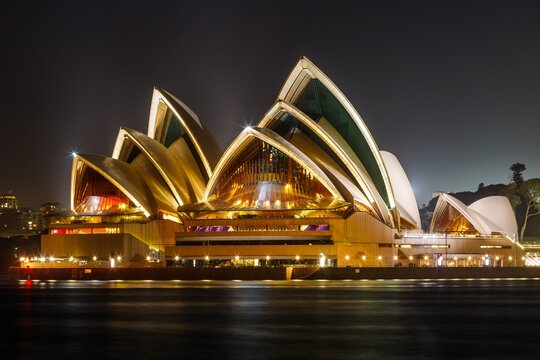Sydney Opera House Illuminated at Night, Sydney, Australia &ndash; September 2018