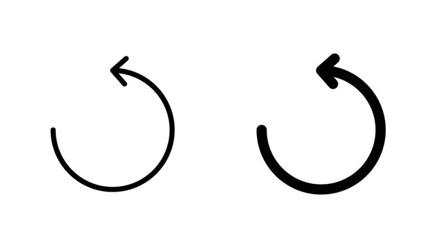 Undo icon flat outline in black