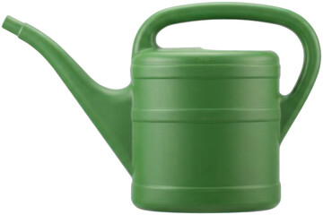 Green plastic garden watering can isolated. © Yeni