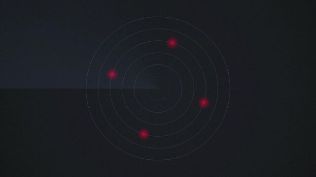 Radar scope screen red target blips seamless loop motion background