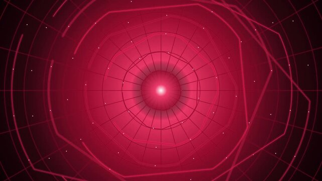 Wireframe tunnel glowing crimson orb seamless loop motion background