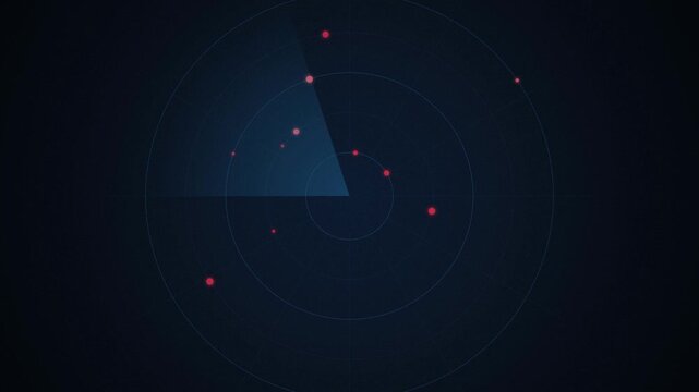 Radar screen sweep vector glowing red targets seamless loop