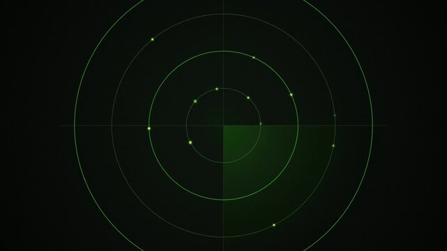 Radar screen sweep green blips target tracking seamless loop