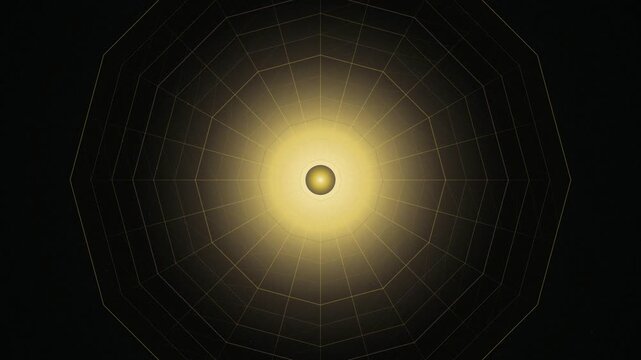 Golden orb glowing center octagonal web seamless loop motion