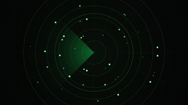 Radar screen sweep displaying illuminated blips seamless loop
