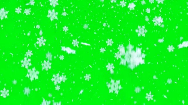 Falling snowflakes on green screen winter overlay effect