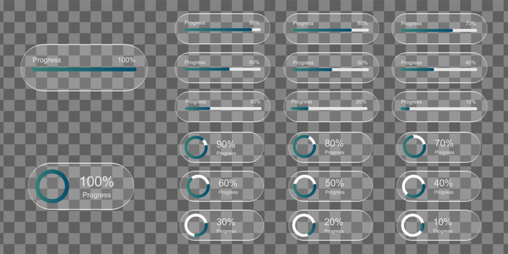Progress Bar and Circular Loading Indicators UI Kit with Percentage Completion