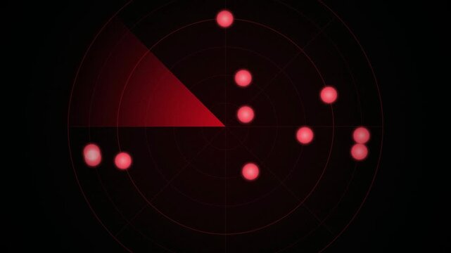 Red radar scope target detection seamless loop motion background