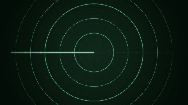 Green radar screen sweep rotating target blips seamless loop