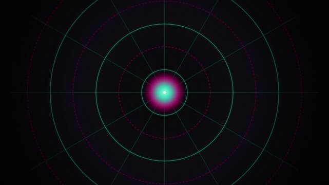 Radar grid glowing neon orb seamless loop motion background