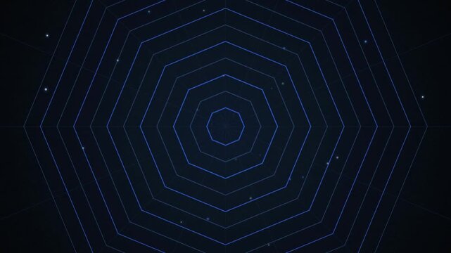 Radar screen glowing blue concentric decagonal grid seamless loop