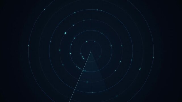 Radar interface screen blue rotating sweep line seamless loop