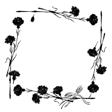 Simple Carnation Round Frame Border Vector