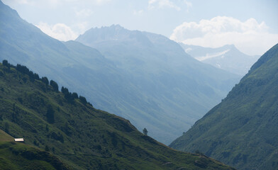 Fototapeta premium Breathtaking panorama of morning wild nature high in mountains