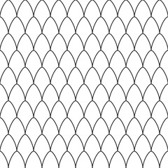 Seamless pattern of repeating black fish scale arches on white © dipu