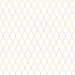 Seamless pattern featuring gold fish scale arches on a clean white background © dipu