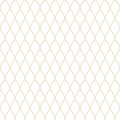 Seamless pattern featuring gold fish scale arches on a clean white background © dipu