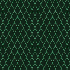 Seamless pattern of green fish scale arches on a dark forest green background © dipu