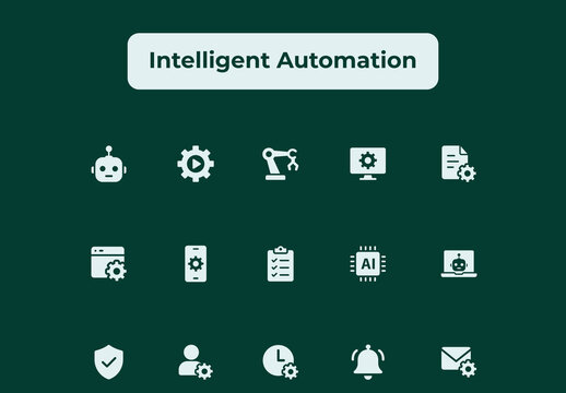 Intelligent Automation and AI Technology Icon Set