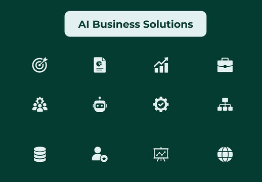 AI Business Solutions and Technology Icon Set