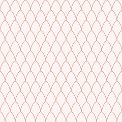 Seamless pattern of repeating soft pink fish scale arches on a pale blush background © dipu