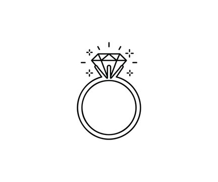 Solitaire diamond engagement ring vector icon gemstone ring luxury jewel