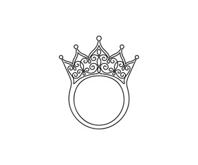 Crown tiara ring vector icon queen princess royal jewelry ring © Oishe