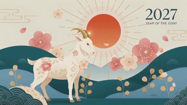 Chinese Zodiac Year of the Goat Motion Background