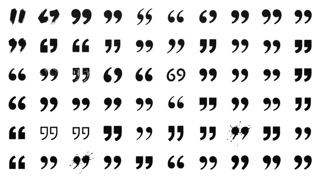 Pattern set of black quotation marks in many different styles