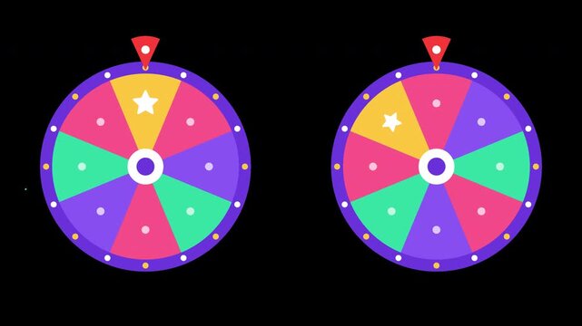 Colorful prize wheel win and lose animation on transparent background