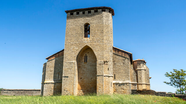 Fortified Bell Tower and Polygonal Apse of the Gothic Church of Nuestra Senora de los Reyes (Iglesia de Nuestra Senora de los Reyes), Grijalba, Burgos, Castilla y Leon, Spain